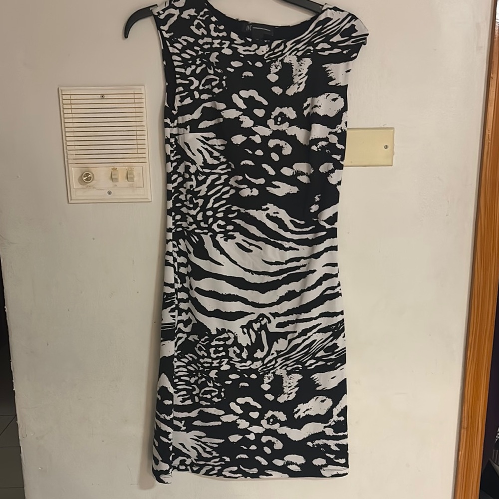 INC International Concepts Black and White One Shoulder Dress